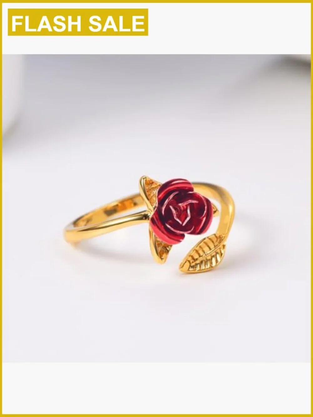 Stackable Rose Flower Ring Adjustable Band Sz 5-10